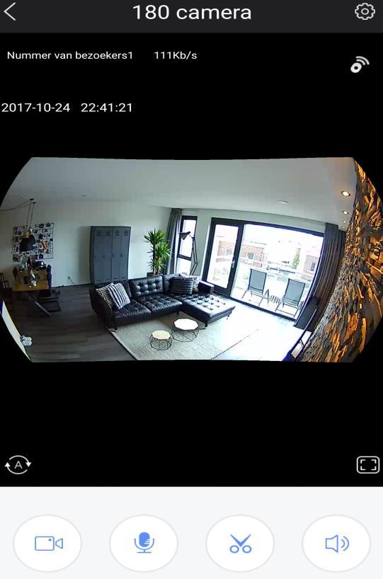 Gebruik - Om de Live weergave van de 180 Camera te starten, tik op het weergavescherm van de 180 Camera bij Alle apparaten op uw smartphone of tablet.