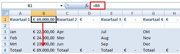 Excel 2016 Basis Pagina 52 van 87 U kunt de dollartekens zelf intypen of u kunt drukken op de functietoets F4, om relatieve celadressen om te zetten naar absolute.