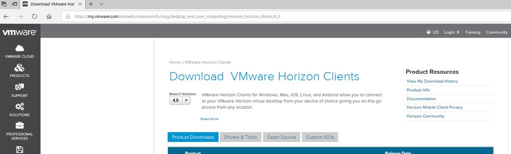 Kies de juiste software: VMware Horizon Client for Windows 4. Klik op Go to Downloads 5.
