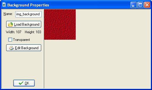 Figuur 17. Het Background Properties formulier. 3. Druk op OK om het formulier te sluiten. 4. Open opnieuw de room door er dubbel op te klikken in de resourcelijst. 5.