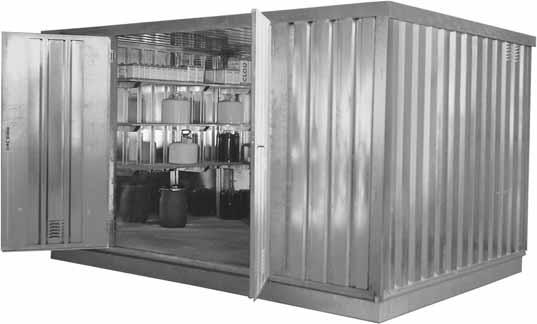 Optioneel zijn de milieu-opslagcontainers leverbaar: - Met dubbele deuren aan de korte zijde - In een brandwerende uitvoering van 90 minuten Type WHG 2 WHG 3 WHG 4 WHG 5 WHG 6 B x D x H (mm) 2170 x