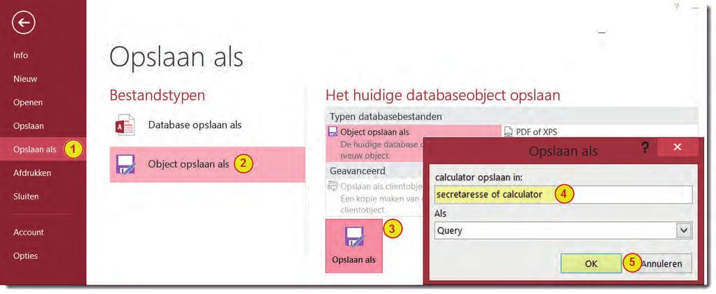 Query s maken 7 7.8 Query opslaan met een andere naam Een query die je opnieuw hebt bewerkt, kun je opslaan onder een andere naam. Zo maak je snel een nieuwe query. Opdracht 7.