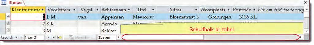 Access 2016 2.12 Velden en records in tabel Een tabel in een database wordt opgebouwd met records (rijen van de tabel). Deze records worden opgedeeld in velden (kolommen).