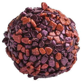 .. Bronze Licorice Een chique uitgevoerde metallic truffel van 80% pure en 20% melkchocolade.