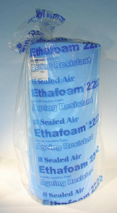 AKOESTISCHE ISOLATIE ETHAFOAM polyethyleenschuim voor contactgeluidsisolatie onder zwevende vloeren Ethafoam is een variante op het merk plastifoam.