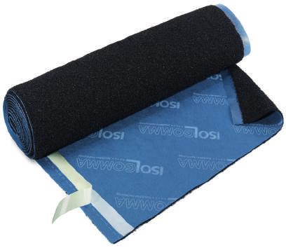 AKOESTISCHE ISOLATIE ISOLGOMMA R10 akoestische isolatie voor zwevende vloeren Specificaties : Roll serie is samengesteld uit rubber vezels en granulaten die warm geperst worden op een bitumen folie.