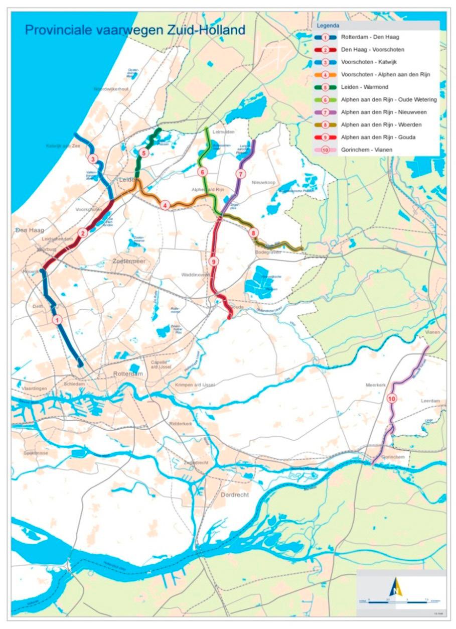 1 Inleiding 1.1 Aanleiding De provincie Zuid-Holland heeft in totaal 143 km vaarweg in beheer, onderverdeeld in een tiental trajecten (figuur 1).