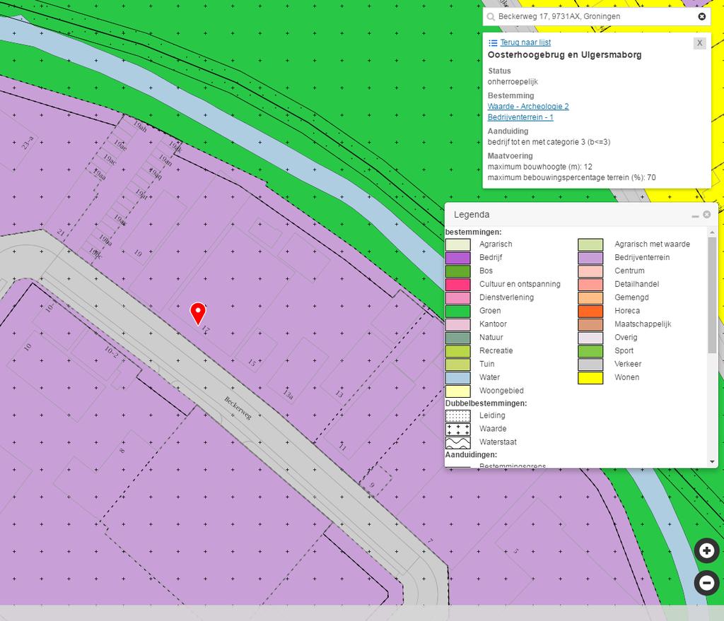 Informatie Bestemming Bestemmingsplan Oosterhoogebrug en Ulgersmaborg, met de bestemming Bedrijventerrein 1 en Waarde Archeologie 2.