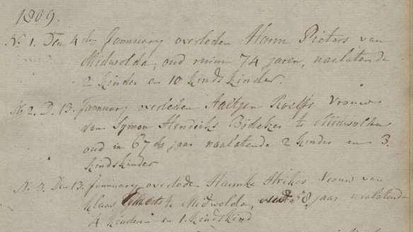 -- VIII -- (oudovergrootouders) 240 Klaas Eilderts van der Wal ook genaamd Aylderts, kleermaker en schipper, geboren te Scheemda op zondag 17 augustus 1749, overleden te Nieuwolda op woensdag 13 juni