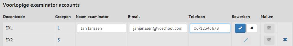 Ad 2) Aanmaken examinator account Zodra woi-bestanden geïmporteerd zijn, laat Wolf zien welke docenten/examinatoren er onderscheiden worden.