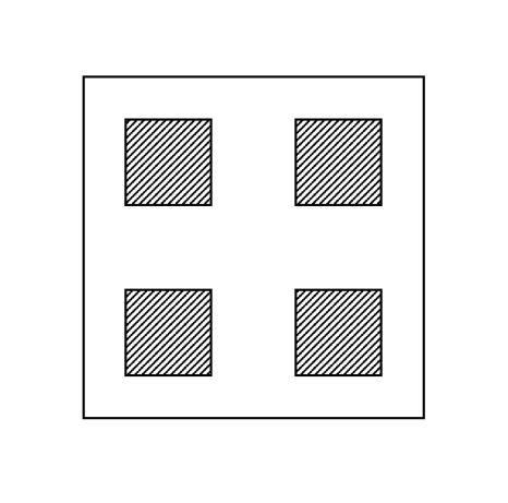 1. Op een vierkantig substraat bevinden zich 4 IC s (warmtebronnen), zoals op de bijgevoegde figuur.