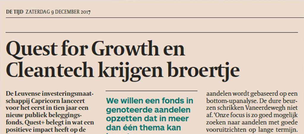 Quest for Growth vandaag