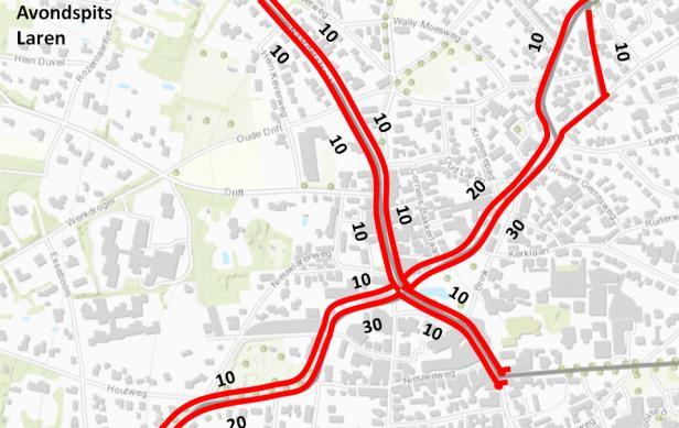 Aanvullend is een selected link analyse uitgevoerd waarbij specifiek is gekeken naar hoeveel doorgaand (sluip)verkeer gebruik maakt van de route A27 centrum Laren A1.