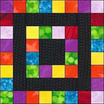 Blok 1 (20x) Van de effen stof, 2x 3 ½ x 2 2x 6 ½ x 2 2x 8 ½ x 2 2x 12 ½ x 2 Blok 2 (20x) Van de effen stof, 1x 3 ½ x 3