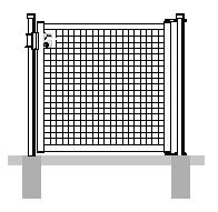 5.3. Garden Gate (uitvoering met gepuntlast gaas en scharnieren door de palen): Palen Ø 60 mm (ook dubbele poort). 5.4. Poortonderdelen RAL: 6005/6009/9005/7016 - gepuntlast gaas maas 50x50/4 - incl.