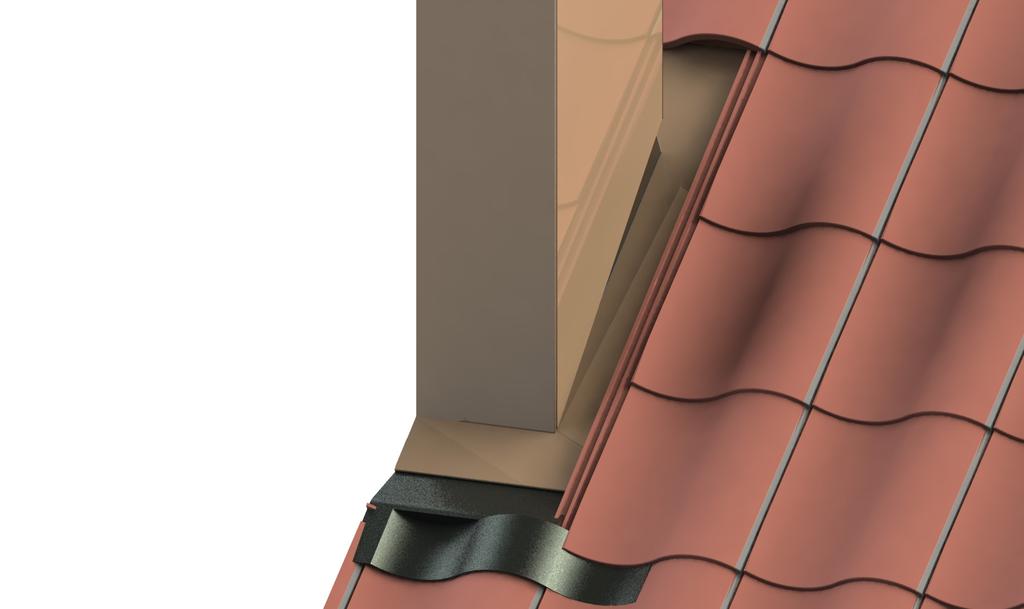 De dakschoorsteen wordt in één geheel geleverd met de sokkel, wat een erg snelle plaatsing op het dak mogelijk maakt, evenals een gemakkelijke en