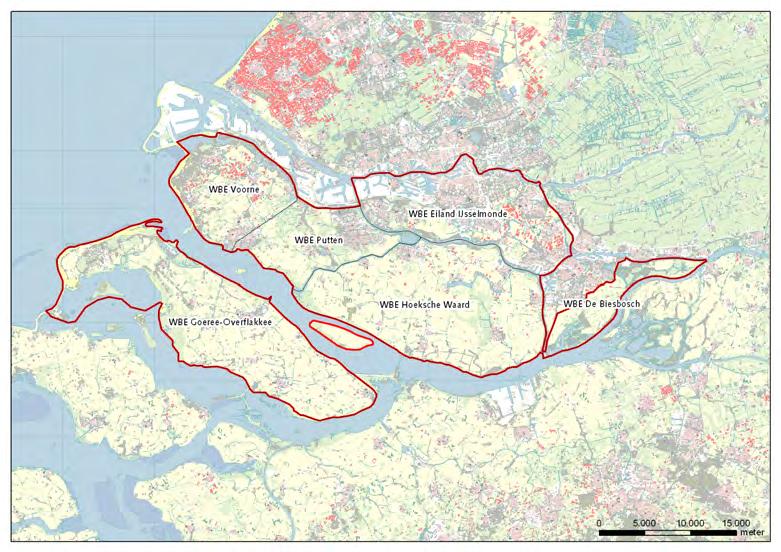 2 De Noordelijke Delta De regio Noordelijke Delta omvat zes gebieden met ieder zijn eigen WBE (figuur 2.1): De Biesbosch Eiland IJsselmonde Voorne Putten Hoeksche Waard Goeree-Overflakkee Figuur 2.
