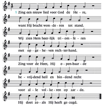 Collecte (allen gaan zitten) De netto opbrengst is bestemd voor de Landelijke Raad van Kerken. Lied: Zing een nieuw lied (samenzang) (Lied 98 vers 1 en 2) 2.
