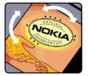 Connecting-handen zien en vanuit een andere gezichtshoek het Nokia Original Enhancements-logo. 2.