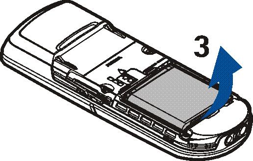 Verwijder de batterij zoals wordt weergegeven (3).