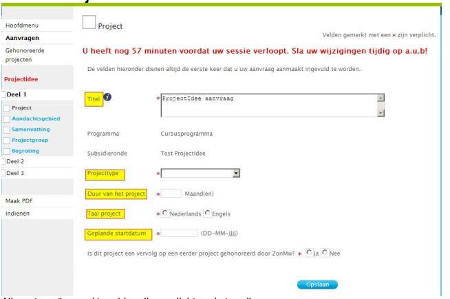 ProjectIdee Tabblad Project Alle met een * gemerkte velden zijn verplicht om in te vullen. Titel (Title): Een titel kan uit maximaal 3 regels van 255 karakters bestaan.