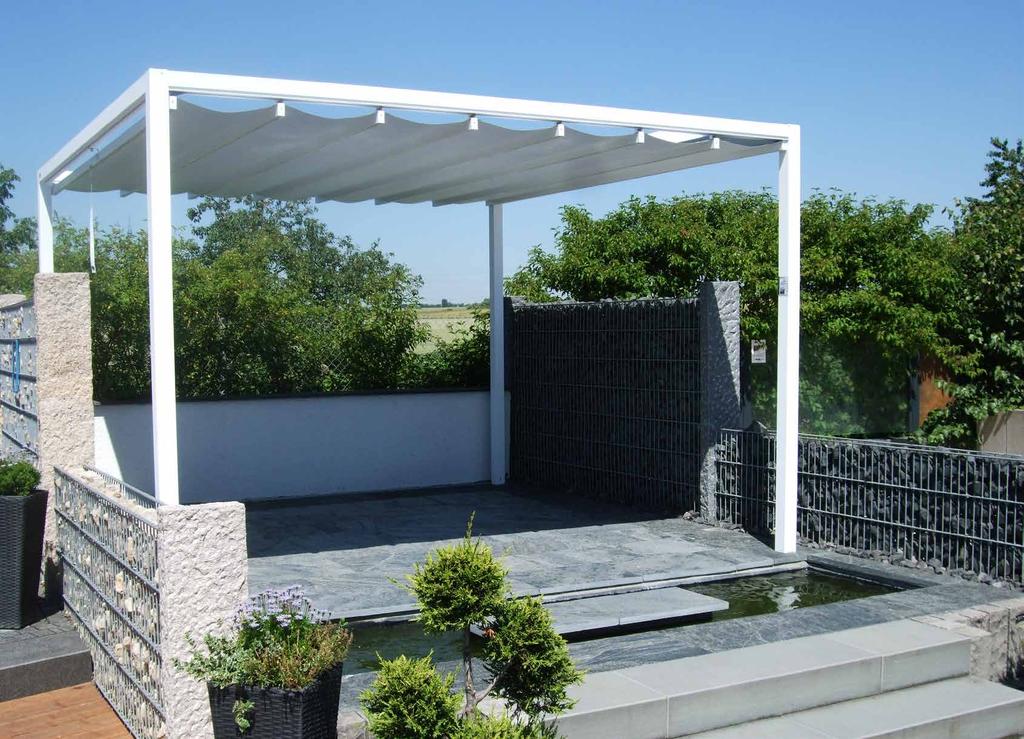 PROSTOR CABANA 350X350 CM EN 350X300 CM U wilt een systeem dat het hele jaar door buiten kan staan en simpel in gebruik is? Deze robuuste pergola beantwoordt vast aan uw wensen.