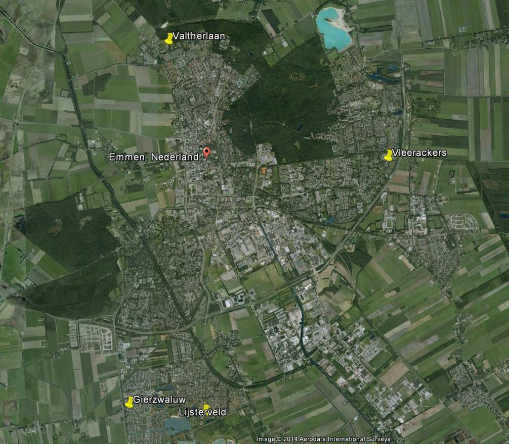Figuur 1: De ligging van woonwagenterreinen in Emmen.
