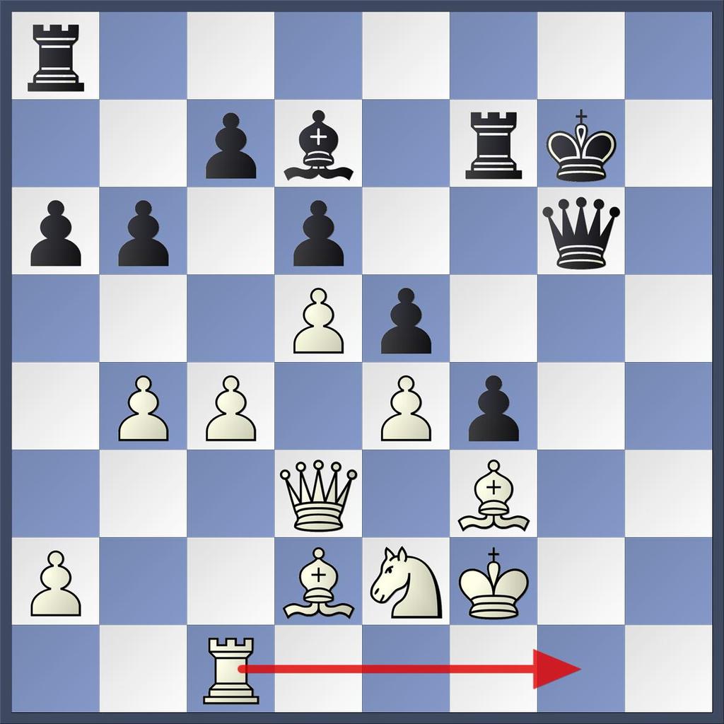 In een Scandinavische partij won hij twee pionnen en maakte met 62. Pxb6 Pxd3 63. Kxd3 Txg3 64.