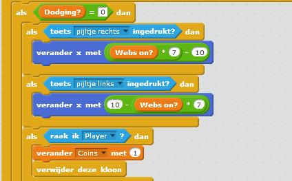 Ook de script voor de coins pas je aan. Zij moeten dezelfde snelheid hebben als de grondstukken. EN VERDER De andere Levels kun je nu vast zelf ook.