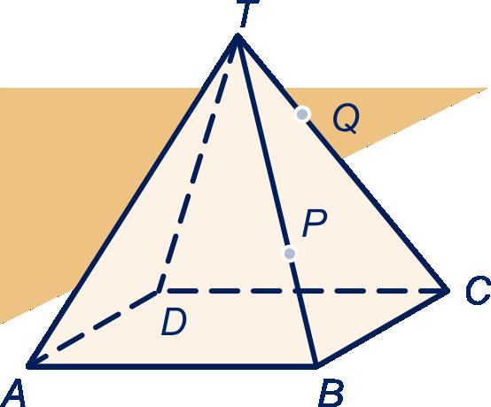 b Bereken de hoogte waarop vlak P QG ribbe DH snijdt. Hint 9. 12 P ligt op BT en Q op ribbe CT van de regelmatige piramide T.