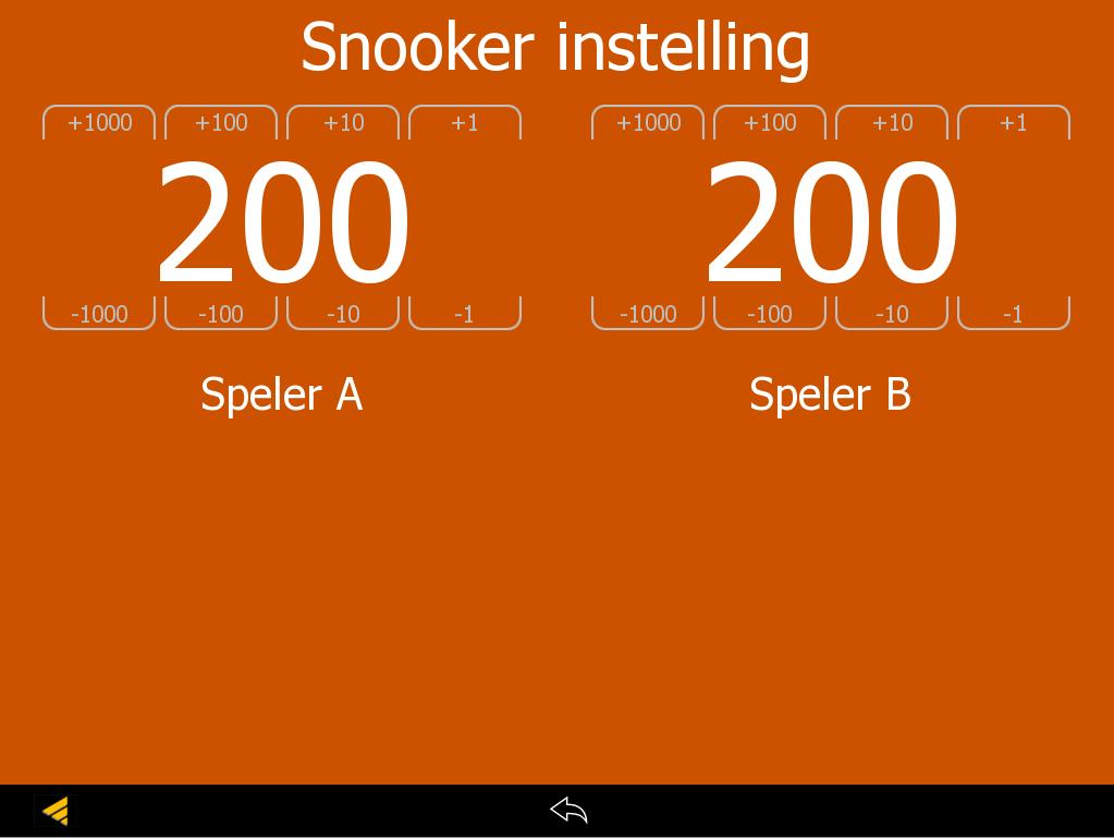 Snooker Snookerscorebord instelling: Om het snookerscorebord universeler te maken is de mogelijkheid geschapen de totaalscore in te instellen.