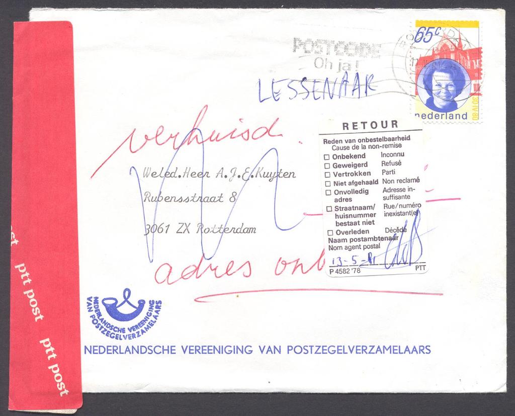 Poststuk binnenlands verkeer Periode Tarief Brief, 0 t/m 20 gram 07-01-1981 tot