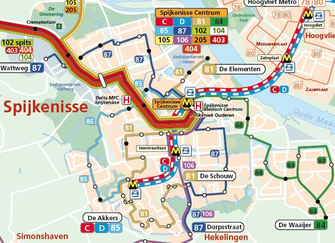 Lijn 87 komt niet in Vriesland en De Akkers, dit lijndeel wordt overgenomen door lijn 81. De kronkelinfrastructuur en lage vervoervraag leent zich niet goed voor inzet van grote (12 meter) bussen.