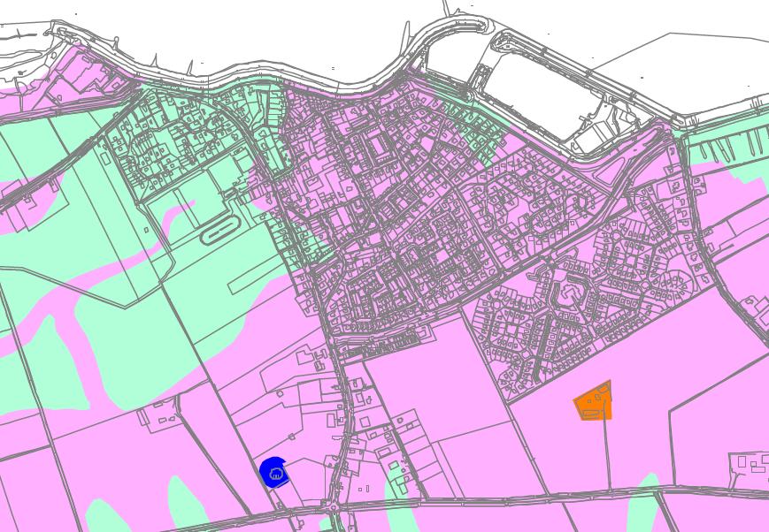Figuur 4: Uitsnede kaart beleidsplan archeologie Relevantie voor het plangebied Op de Beleidskaart Archeologie zijn voor het plangebied twee gebieden te onderscheiden, namelijk: Onderzoeksgebied A
