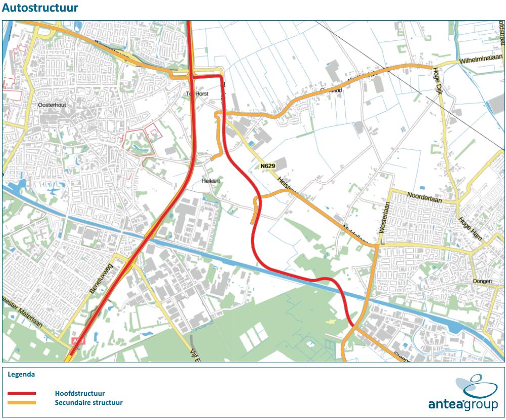 3.2.6 Het onderliggend wegennet De aanleg van de nieuwe N629 heeft gevolgen voor het wegennet tussen Oosterhout en Dongen.