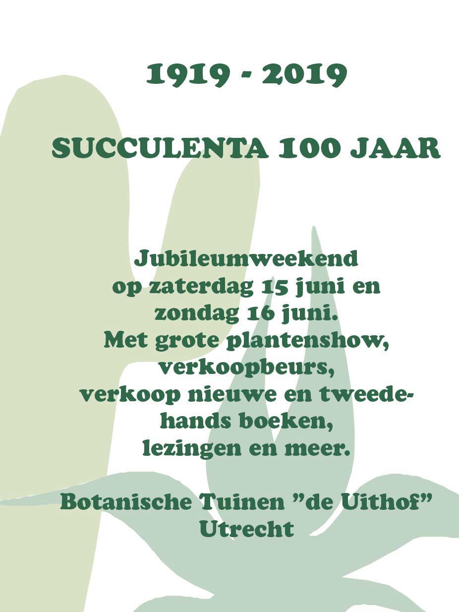 vereniging Succulenta 100 jaar.