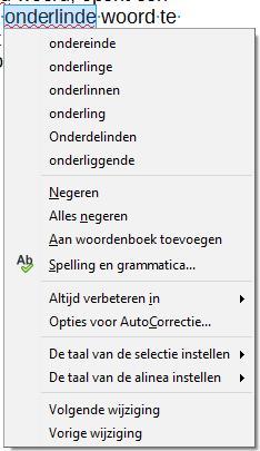 Afbeelding 7: Contextmenu AutoSpellingscontrole U kunt de spelling automatisch laten controleren, door in de Menubalk Extra > Automatische spellingcontrole te selecteren.