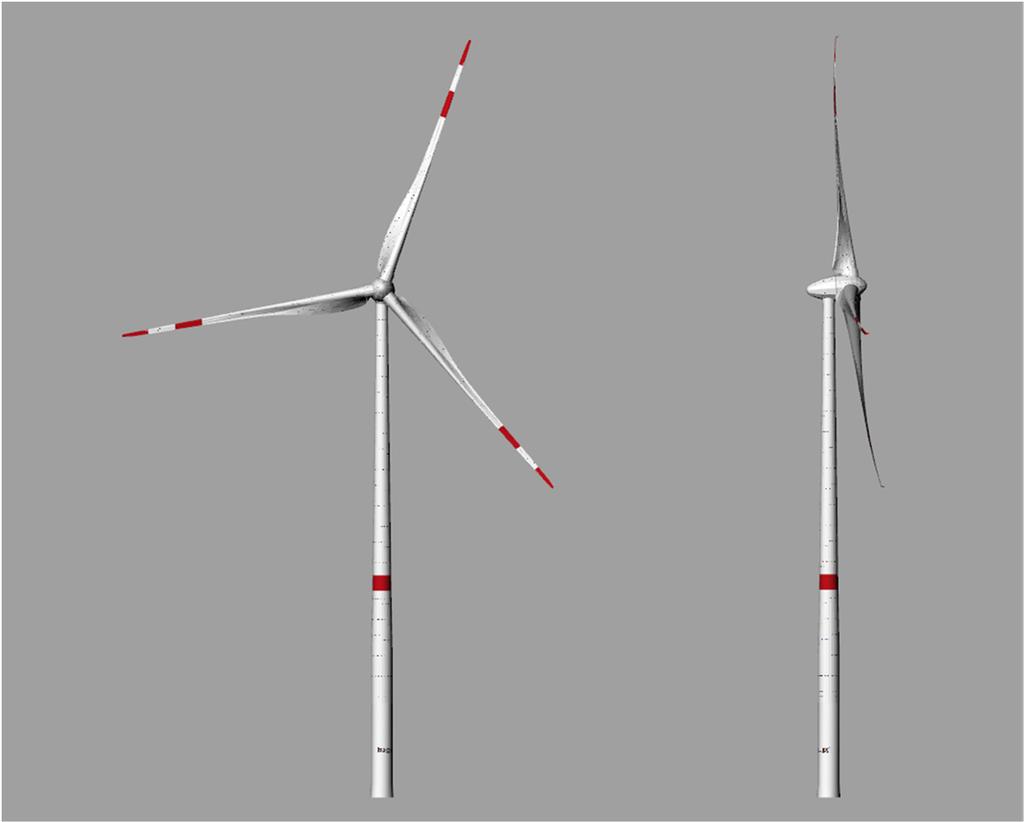 3 Gegevens windturbines Gegevens windturbine Voor de bepaling van de effecten op de gevechtsleidingsradars is de worst-case windturbine uit de 3 MW klasse genomen.