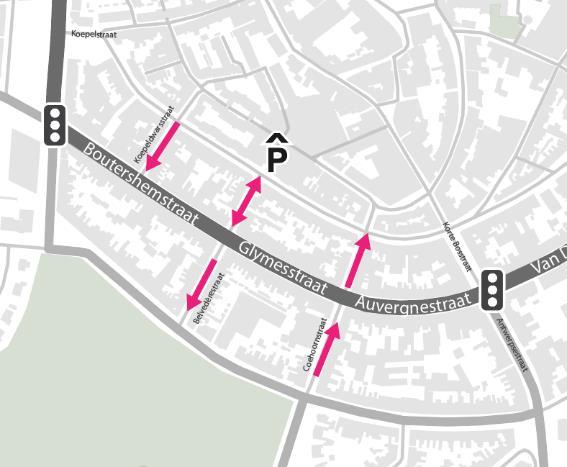 29 Bestemmingsverkeer op de centrumring anders routeren Zijstraten Auvergnestraat, Glymesstraat en