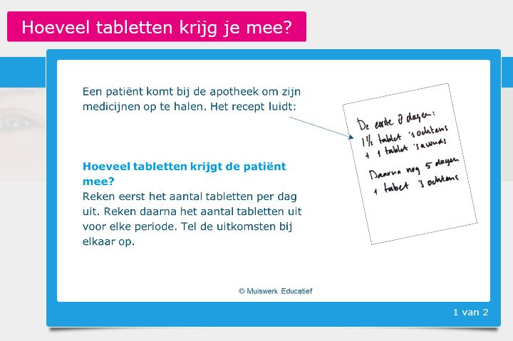 Uitlegscherm met algoritme voor de medicijnuitgifte. RUBRIEK T: VERHOUDINGEN IN DE TECHNIEK Rubriek T bevat oefening uit de dagelijkse praktijk van de techniekleerling.