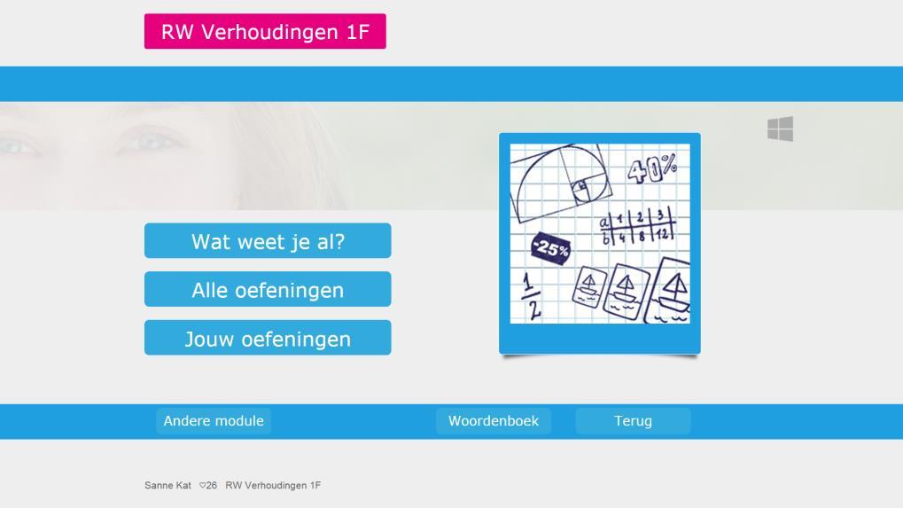 kan de uitleg op ieder gewenst moment opnieuw geraadpleegd worden. Muiswerk Verhoudingen 1F heeft 2 deeltoetsen die ieder een beperkt aantal onderwerpen toetsen.