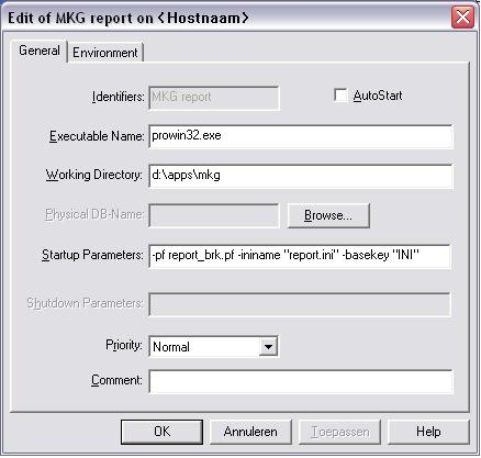 Report Broker Afbeelding 2.6. Procontrol, Detail, Other Tasks, knop"edit, tabblad General Identifiers: Naam van het proces: MKG report.