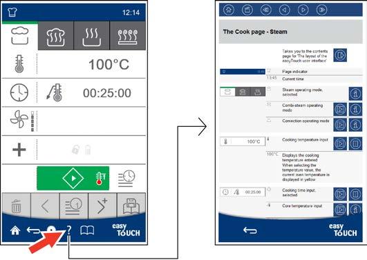 hoofdpagina van de easy Touch gebruikersinterface door het selecteren van het vraagteken in de voetregel: Naar de beschrijving
