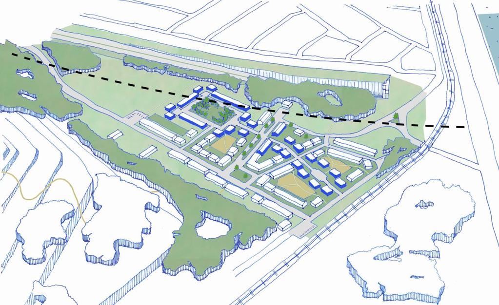 Alternatief 2 bis: Erfgoed (beperkt) tuinwijk Klein-Rusland - Woningen as K.Mercierplein A.