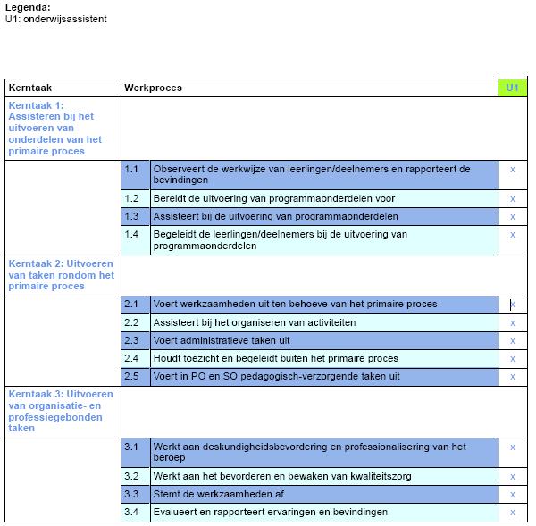 Overzicht kerntaken en werkprocessen Voor jouw opleiding ziet het overzicht van de kerntaken en werkprocessen er als volgt uit: B.