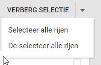 Door op het pijltje achter de link verberg selectie te klikken komt een submenu naar