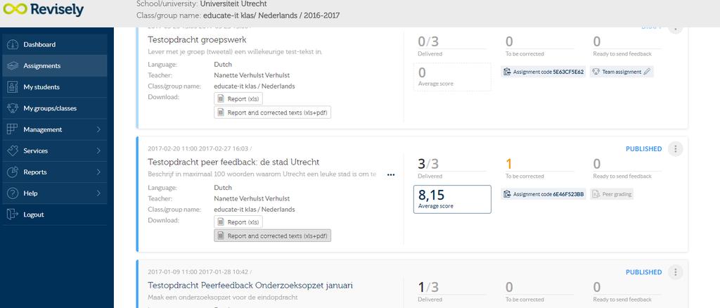 9. Rapportages en teksten downloaden Vanuit het nakijk-scherm is het mogelijk een opdracht (via control P) te printen en/of op te slaan in een eigen bestandsmap naar keuze.