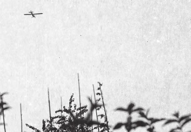D n Dreuvige: waardevolle verkenner Een dreuvige boven Voeren. Een Grasshopper Piper Cub L4 verkenningsvliegtuigje ( dreuvige ) in een weiland bij kasteel Altenbroek in Voeren.