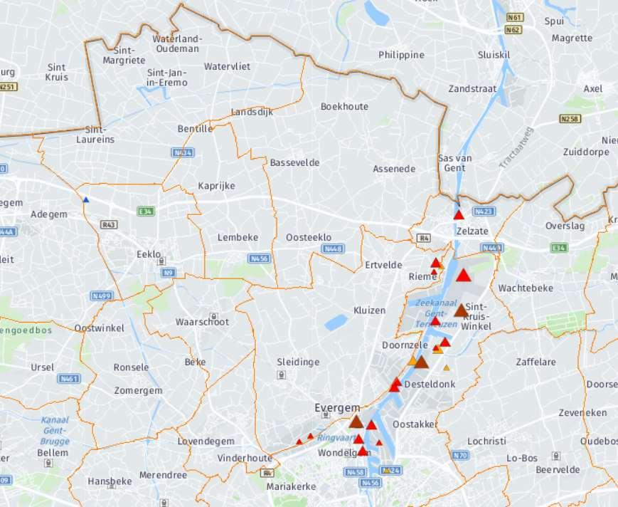 V.5 Bijlage 5: Toelichting potentieel aan restwarmte In 2015 werd er in opdracht van het Vlaams Energie Agentschap (VEA) een warmtekaart opgemaakt door VITO.