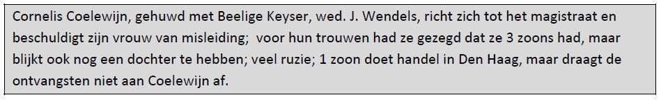 Generatie I I. Jacobus Wendels, tr. (1) te Schoonhoven op 6 maart 1718 met Louwerensje Willemse Tuijnenburg Uit dit huwelijk 1 kind: 1. Weijnsje, ged. te Schoonhoven op 5 mei 1720 Jacobus Wendels, tr.